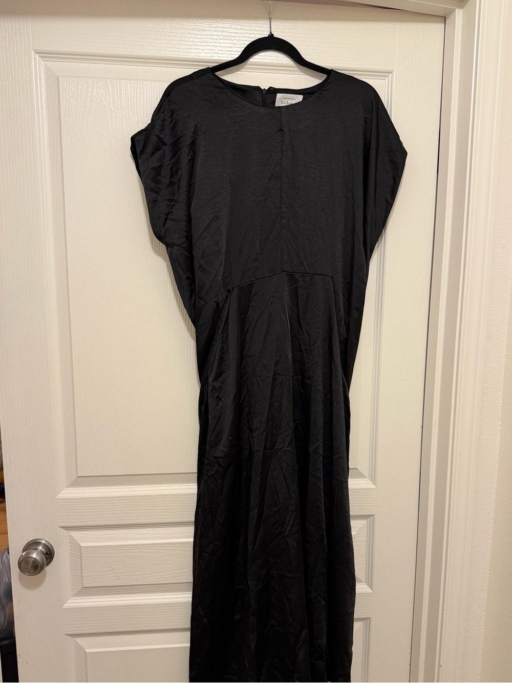 Böhme Black Midi Satin Dress with tie waist - Picture 2 of 7